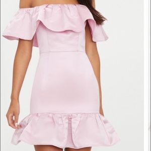 Pink dress , off the shoulder